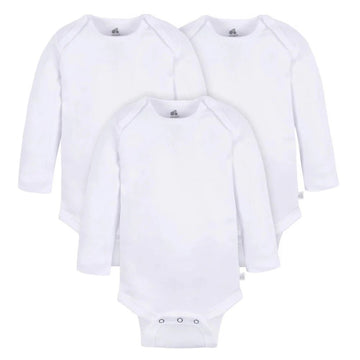 Just Born - Baby Long Sleeve Onesie - 3PK White / 0-3M Baby Clothing