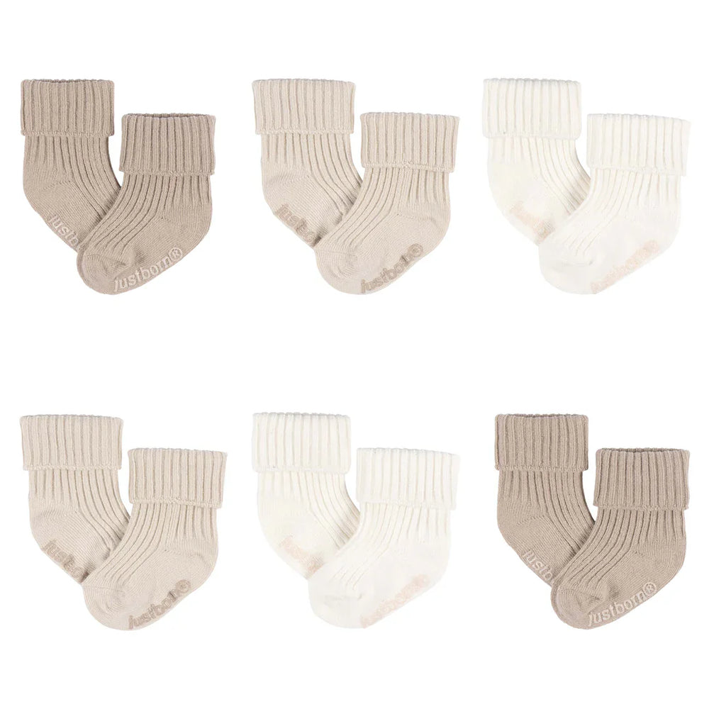 Just Born - Baby Socks with Grip - 6-pack