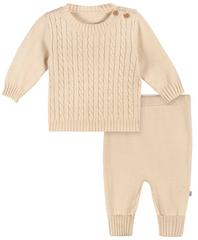 Just Born - Sweater Knit Set - Tan 2pk