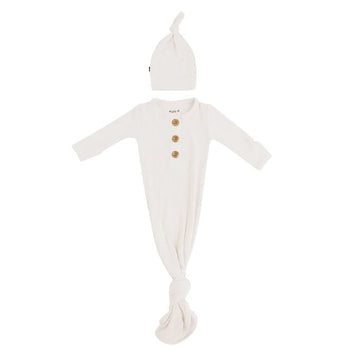 Kyte Baby - Ribbed Knotted Gown with Hat Set Oat / Newborn