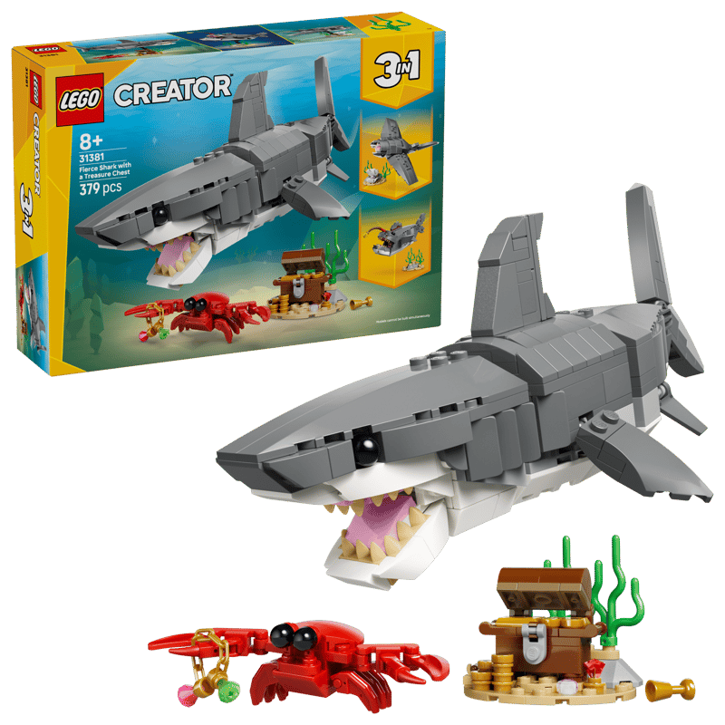 LEGO - Creator - 3-in-1 - Fierce Shark with a Treasure Chest - 379-Piece Building Set