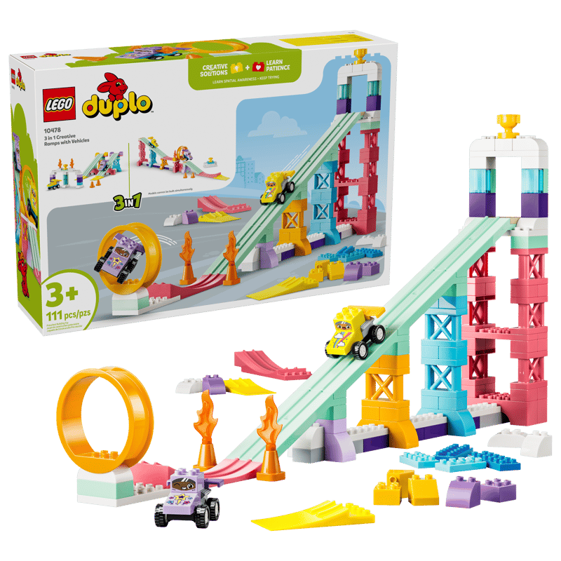 LEGO - DUPLO - 3 in 1 Creative Ramps with Vehicles - 111-Piece Playset