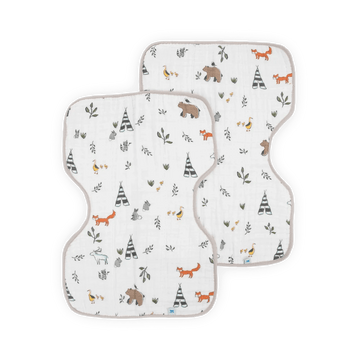 Little Unicorn - Cotton Muslin Crib Sheet Forest Friends Bibs & Burp Cloths
