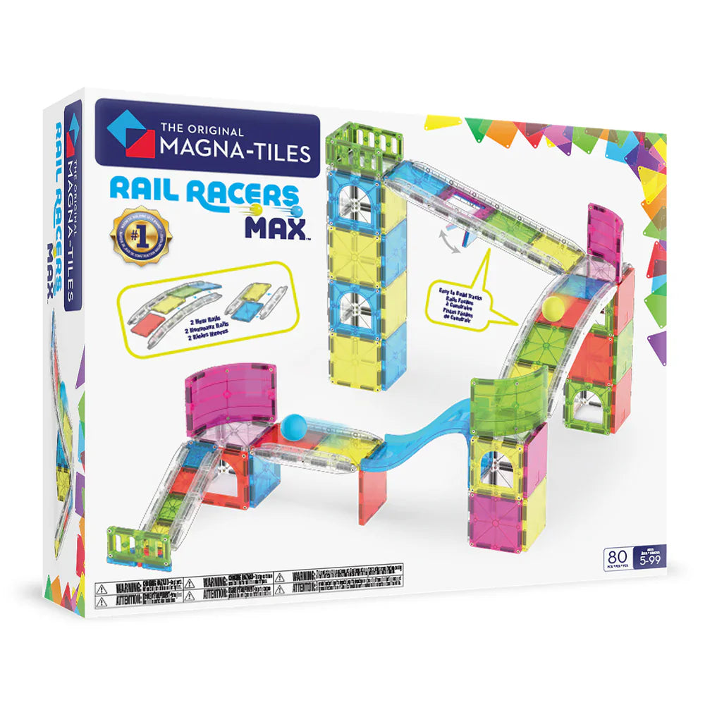 Magna-Tiles - Rail Racers Max 80-Piece Magnetic Building Set