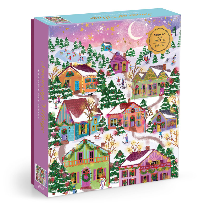 Mudpuppy x Galison – Joy Laforme Snowcap Village 1000-Piece Foil Puzzle