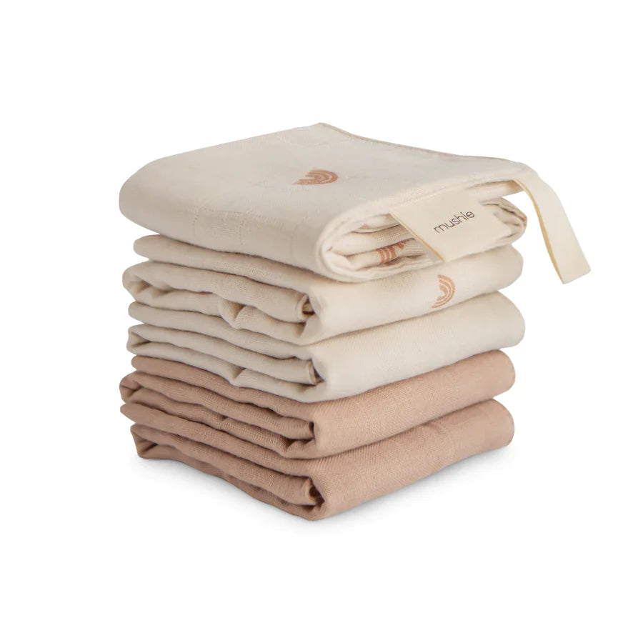Mushie - Organic Cotton Muslin Baby Washcloths (5-Pack)