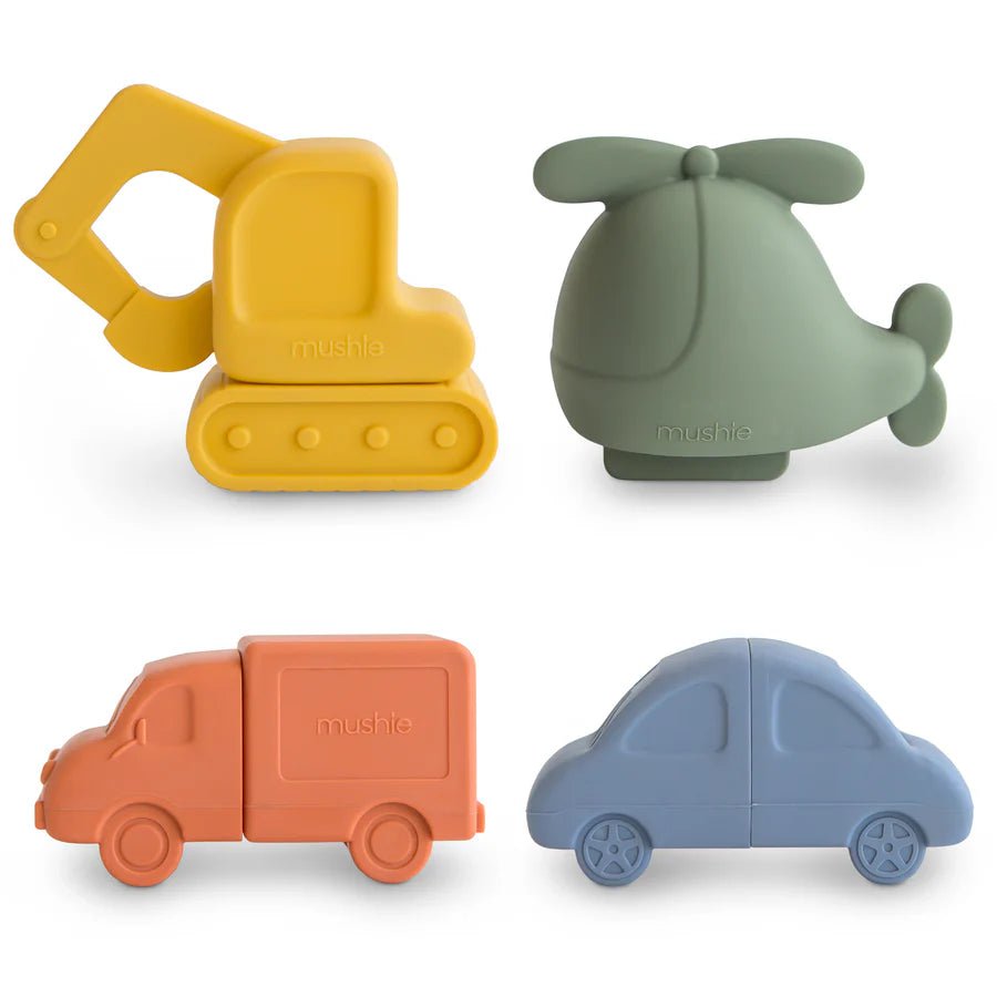 Mushie - Vehicles Mold Free Bath Toy Set - 4 Pack