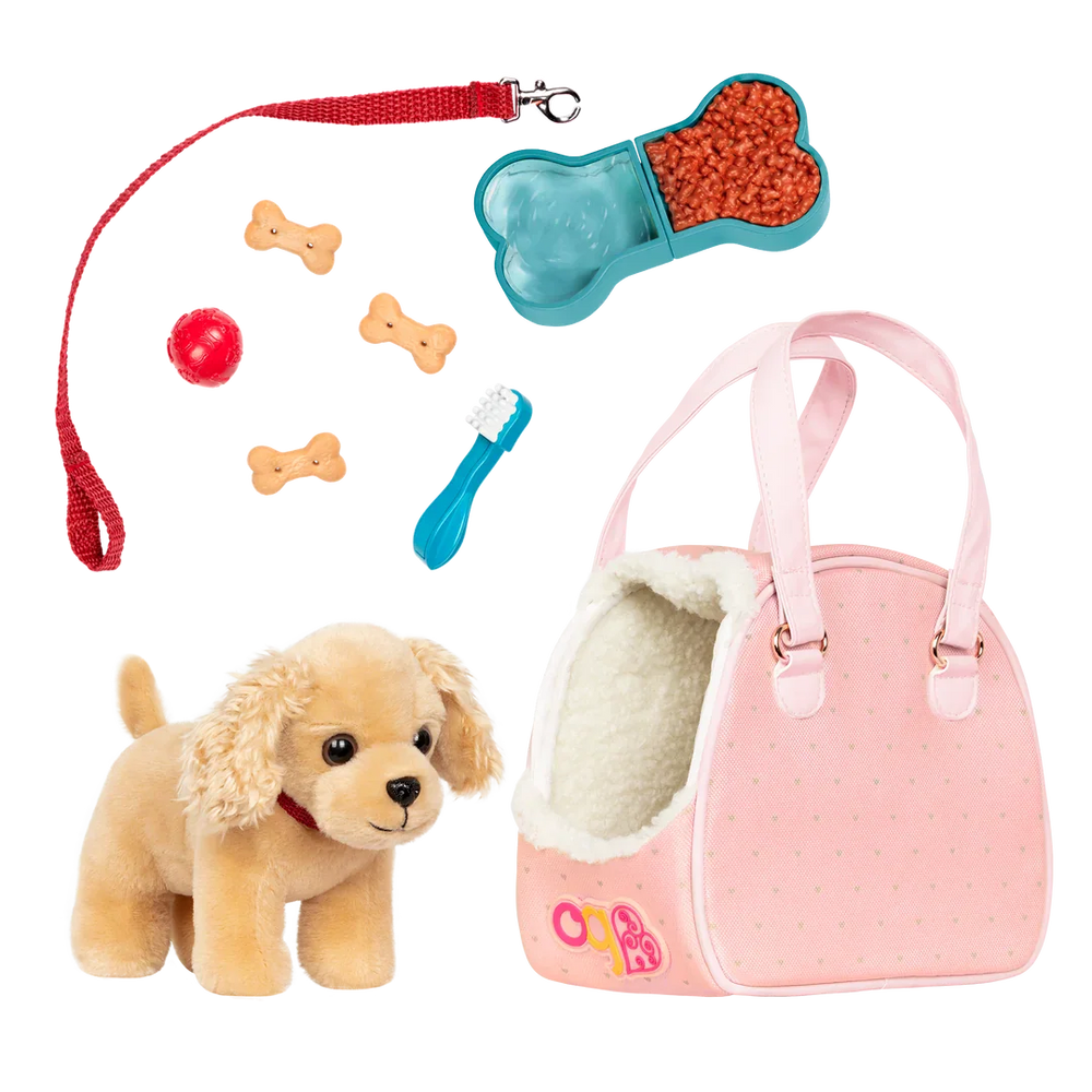 Our Generation - Hop In Dog Carrier – Cocker Spaniel Puppy & Pet Travel Set