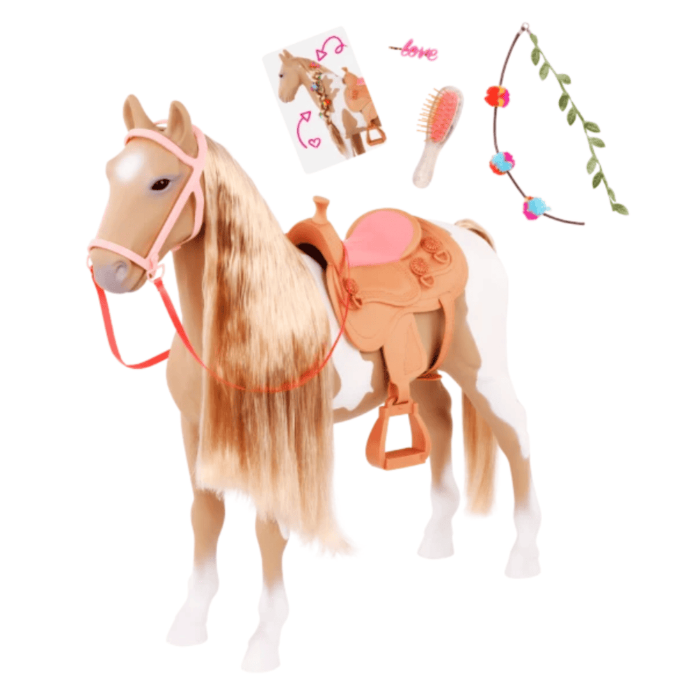 Our Generation - Palomino Hair Play Horse - 20-Inch Toy Horse & Styling Accessories