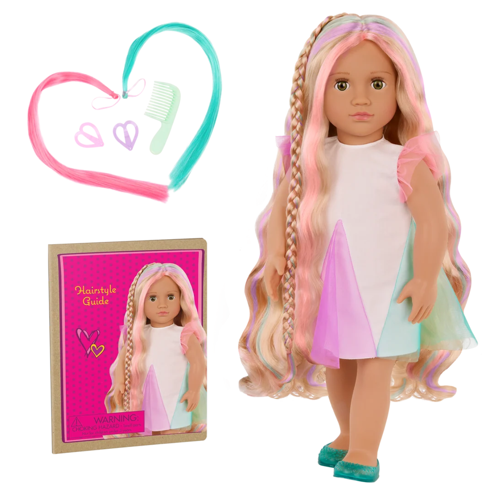 Our Generation - Tessie "From Hair to There" - 18-Inch Rainbow Hair Play Doll