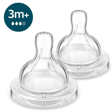 Philips Avent - Anti-colic Baby Bottle Flow 3 Nipple - 2 pack 3M+ Bottles & Accessories
