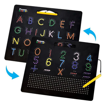 PicassoTiles - Alphabet and Number Magnetic Double-Sided Drawing Board Puzzles