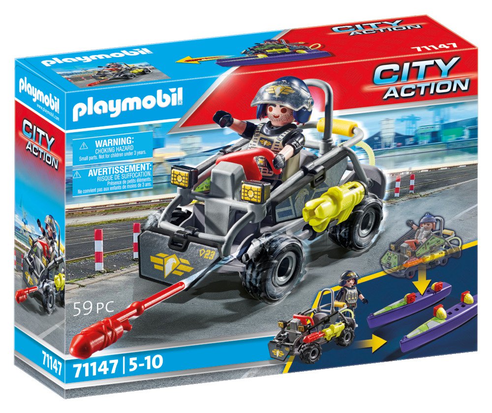 PLAYMOBIL - City Action Tactical Unit Multi-Terrain Quad - Play Set