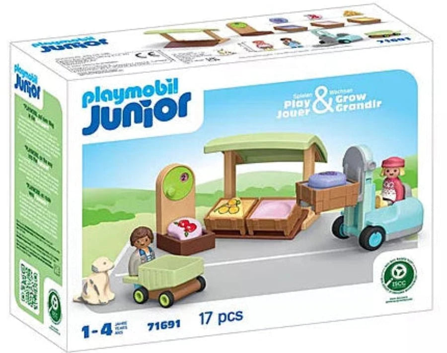 Playmobil - JUNIOR: Organic Market Stall & Forklift
