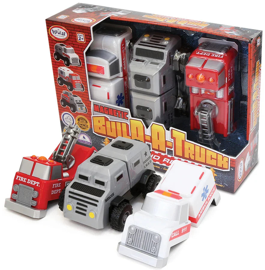 Popular Playthings - Magnetic Build-A-Truck - Fire & Rescue - Magnetic Toy Set