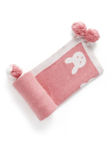 Purebaby - 100% Organic Cotton - Reversible Pom Pom Blanket Crabapple Mélange Bunny Blankets & Swaddles