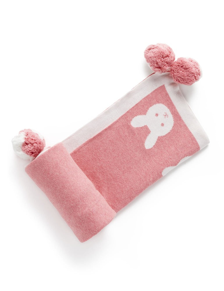 Purebaby - 100% Organic Cotton - Reversible Pom Pom Blanket