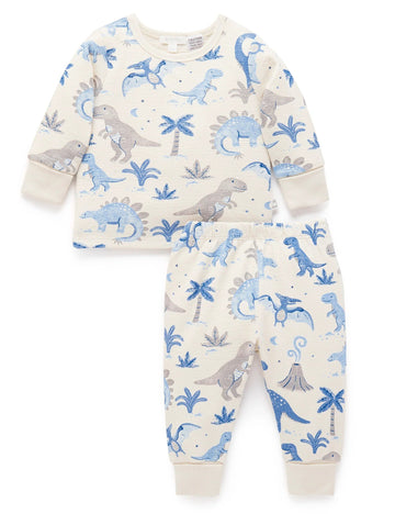 Purebaby - Dino Long Sleeve Textured PJ Set Baby & Toddler Clothing