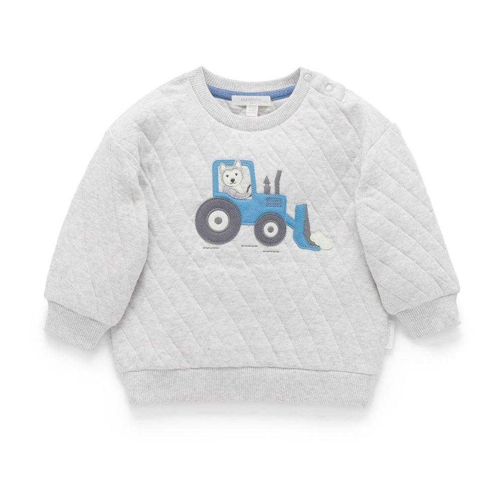 Purebaby - Quilted Slouchy Pullover - Snow Plow