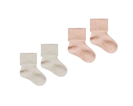 Quincy Mae - Evergreen - Melange Baby Socks - 2pk