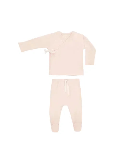 Quincy Mae - Evergreen - Wrap Top + Footed Pant Set