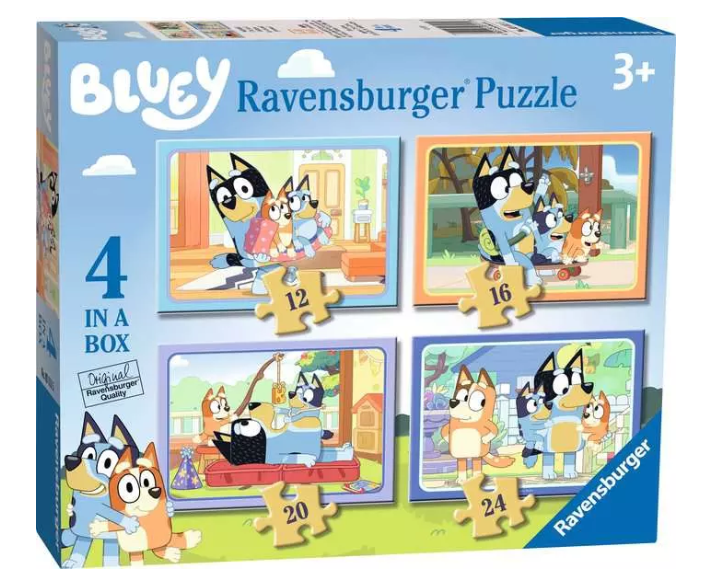 Ravensburger - Bluey - 4 in a Box - 12, 16, 20, 24 Piece Puzzles