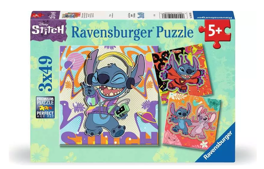 Ravensburger - Disney Stitch - Play the Day Away - 3x49pc Puzzle