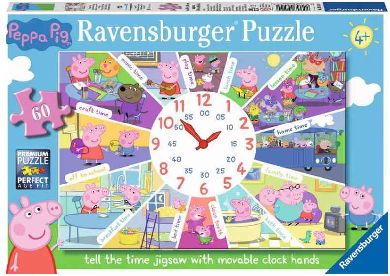 Ravensburger - Peppa Pig - Tell the Time Clock Puzzle - 60pc