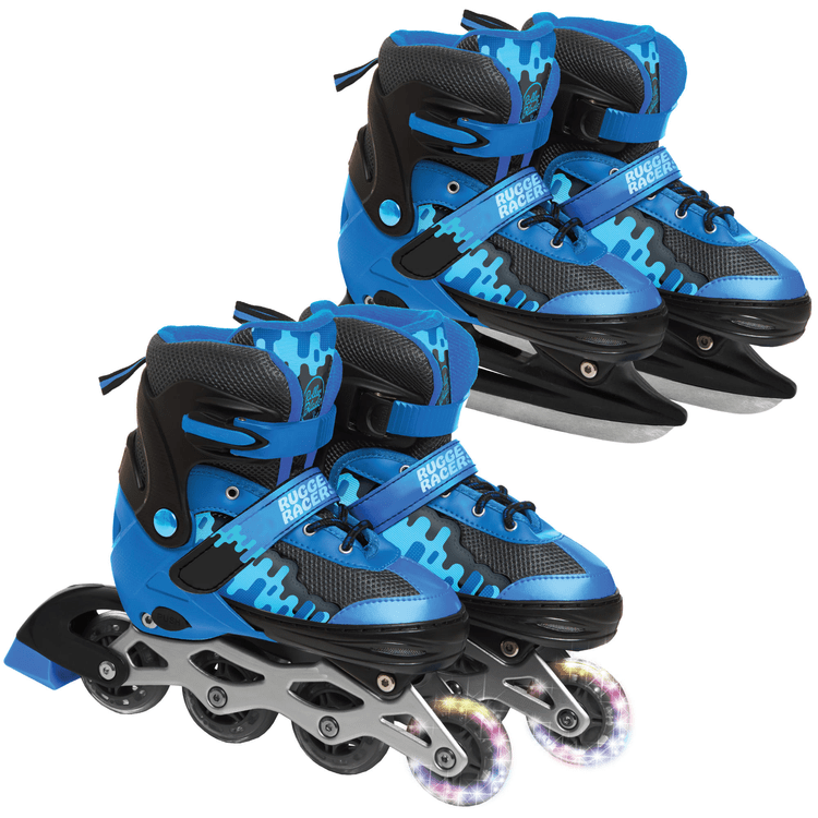 Rugged Racers - Adjustable and Convertible Rollerblade and Ice Skate