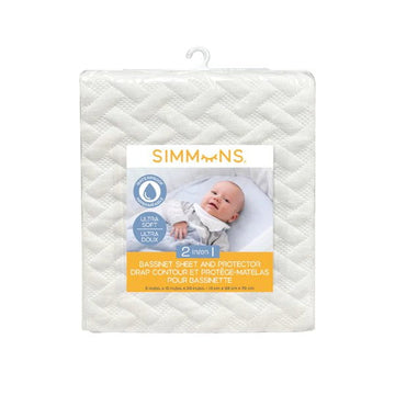 Simmons - 2 in 1 Bassinet Sheet and Protector Ivory Bedding