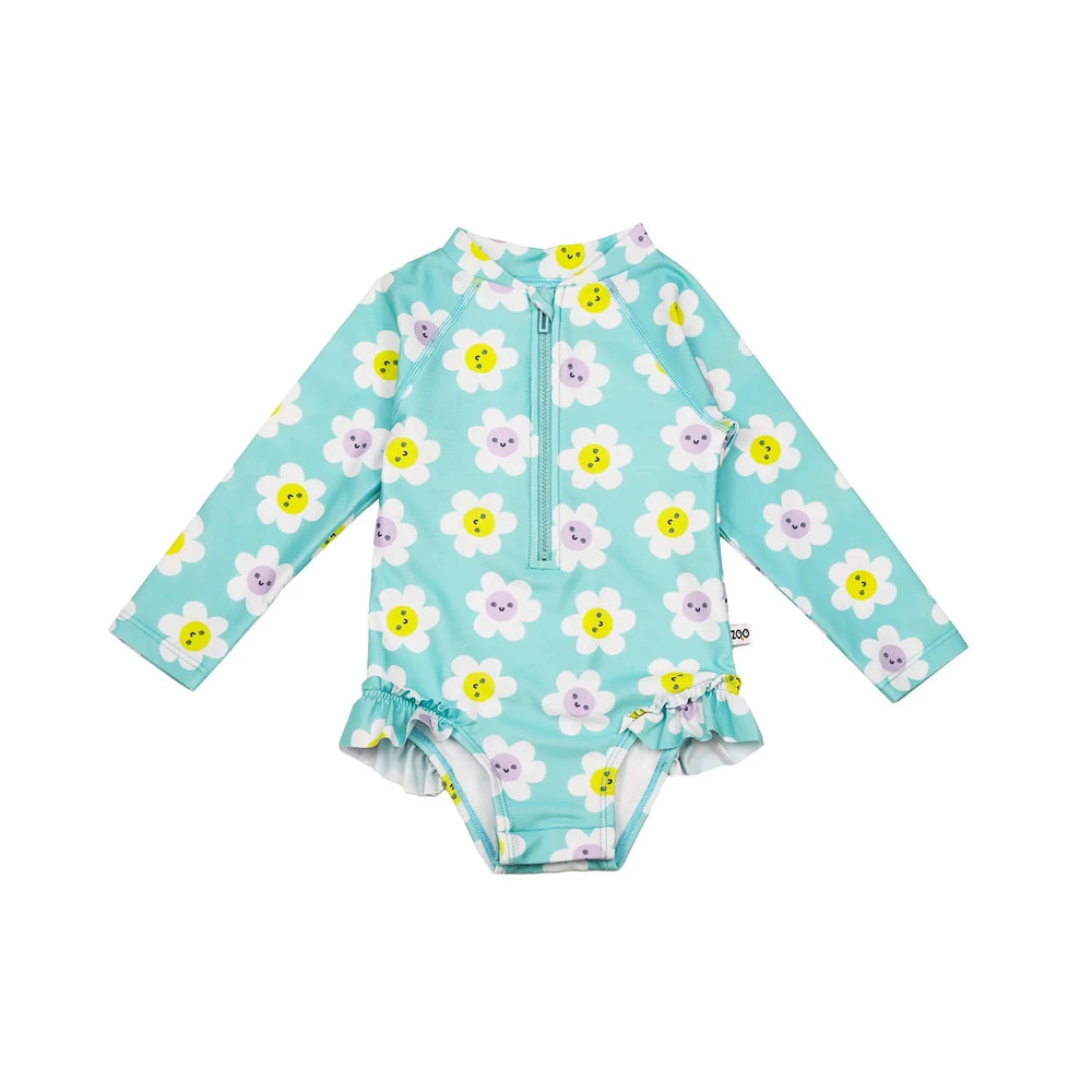 Zoocchini - Baby and Toddler UPF 50+ Rashguard Ruffled 1pc Swimsuit