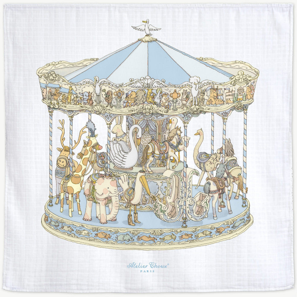 Atelier Choux Paris - Swaddle - Blue Carousel
