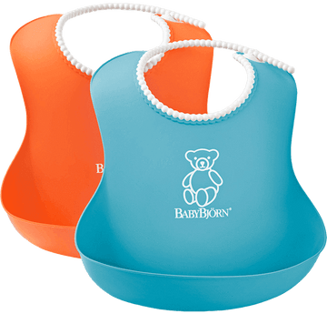 Baby Bjorn - Soft Bib (2 pk) Orange/Turquoise Bibs & Burp Cloths