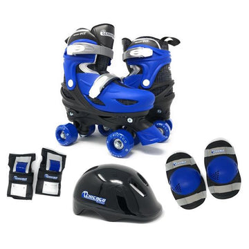 Chicago Skates - Adjustable Quad Rollerblades with Accessory Bundle Blue / Size 1-4 Ride-Ons