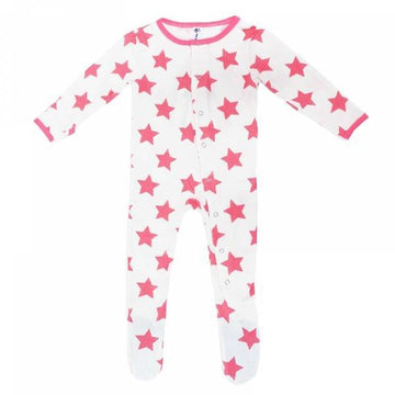 Earth Baby - Pink Star Bamboo Footie 3-6m Girl Clothing