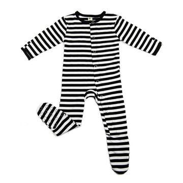 Earth Baby - Striped Bamboo Footie - Black 3-6m Unisex Clothing