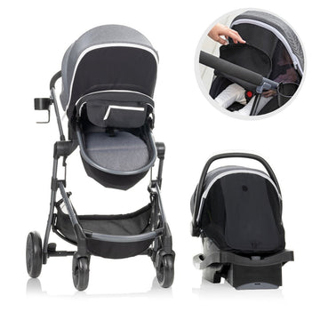 Evenflo - Pivot Vizor Travel System w/ Litemax Infant Car Seat Chasse Black Travel Systems