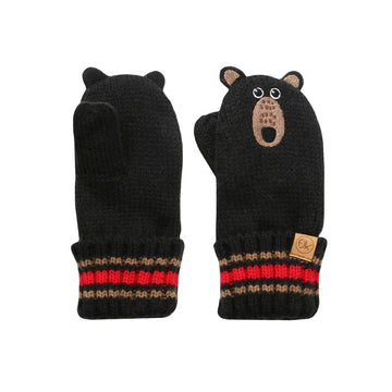 Flapjacks - Baby Knitted Mittens - Black Bear (0-2Y) Gloves & Mittens