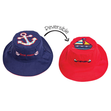 Flapjacks - Kids Sun Hat - Anchor/Sailboat Small (6M-2Y) Shoes & Accessories