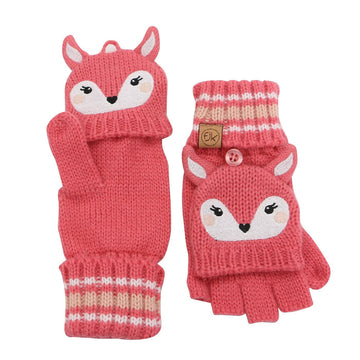 Flapjacks - Knitted Fingerless Gloves w/Flap - Deer (2-4Y) Gloves & Mittens