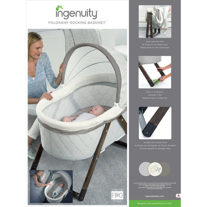 Ingenuity FoldAway Rocking Wood Bassinet (Carrington) – Little
