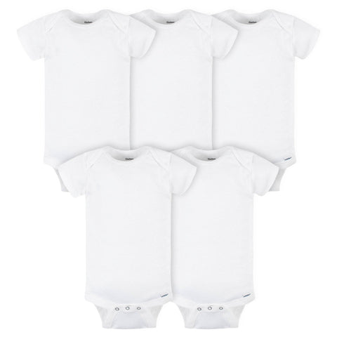 Gerber - 5-Pack Baby Neutral White Short Sleeve Onesies Bodysuits