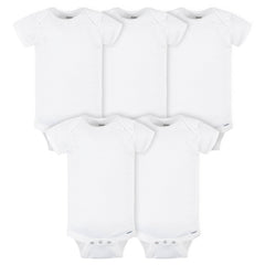 Gerber - 5-Pack Baby Neutral White Short Sleeve Onesies Bodysuits