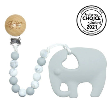 Glitter & Spice - Silicone Clip-On Teethers Elephant Pacifiers & Teethers