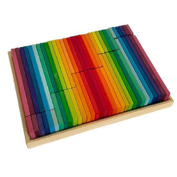 Gluckskafer - 64pc Wooden Rainbow Building Slats Baby Activity Toys