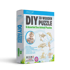 Hands Craft - 3D Wooden Sea Animal Puzzle Set (6 pack)