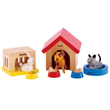 Hape - Dollhouse Family Pets Set Pretend Play