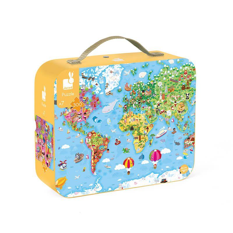 Janod - 300 pc Puzzle - World in Suitcase