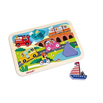 Janod - Chunky Puzzle - Vehicle Toddler Toys