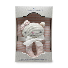 Living Textiles - Muslin Swaddle & Rattle Gift Set
